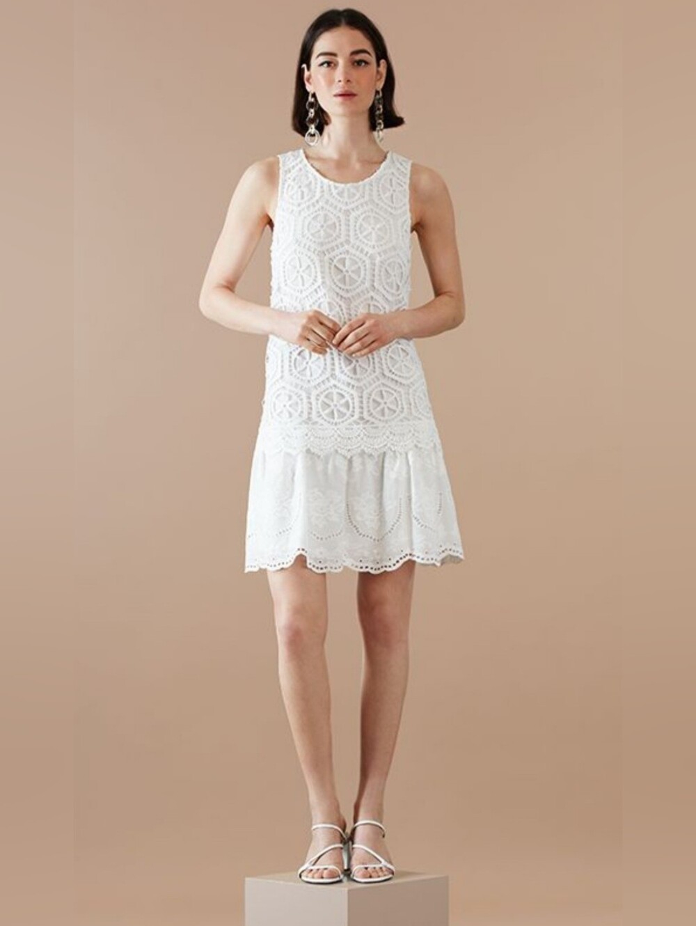 Desigual, Designed By Christian Lacroix, White/Ecru Lace Layer  Dress Sz 12